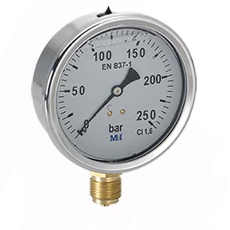 Manómetro vertical de glicerina medidor de presión de aceite de 0-250 bares